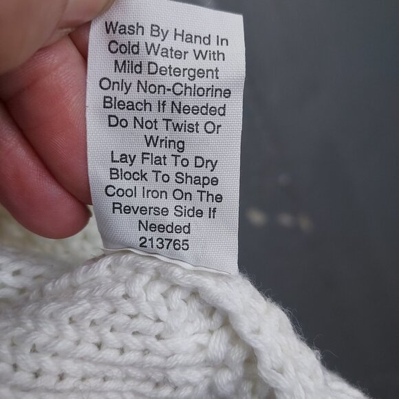 CAbi Cardigan Women Large White Cable Knit Open Shawl Collar Cotton Sweater #193 - Picture 9 of 12